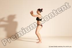 Underwear Martial art Woman White Moving poses Average long colored Dynamic poses Academic